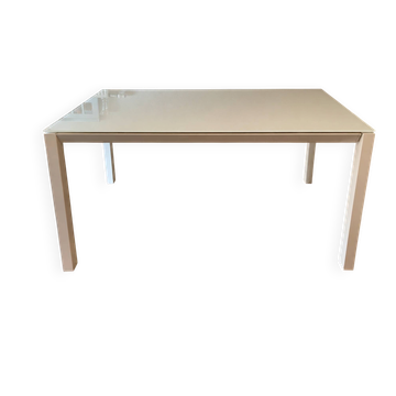 Table à manger extensible 'Baron' par Calligaris, verre et métal