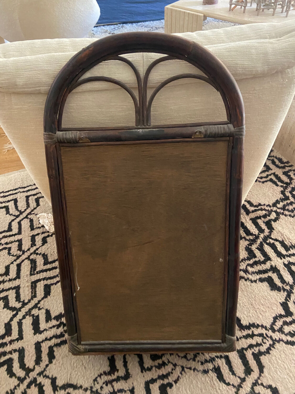 Miroir en rotin vintage