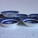 6 Willow blue English porcelain bowls