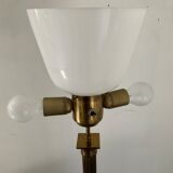 Empire style column lamp in bronze, opaline and marble