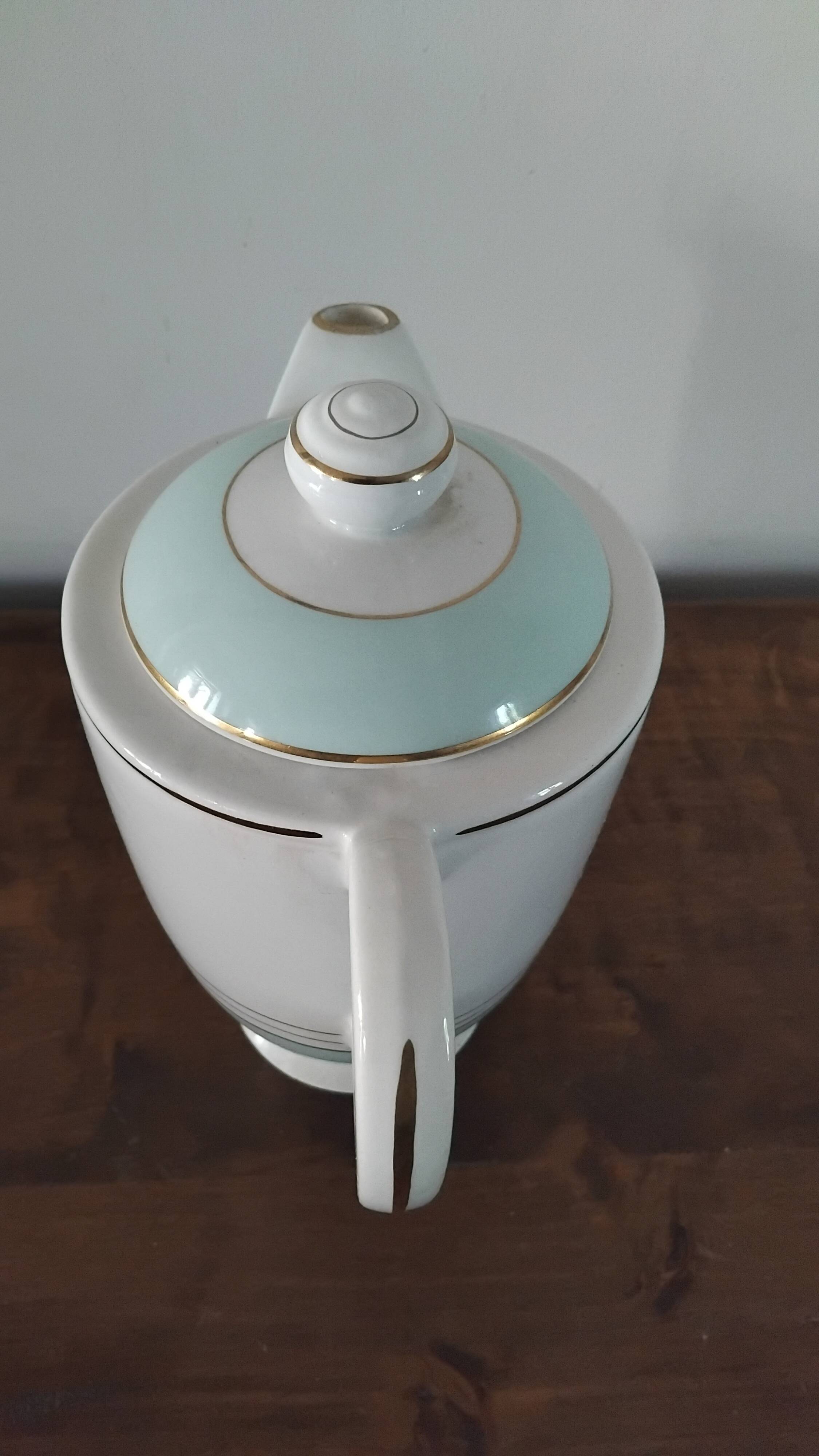 Half-porcelain coffee pot Lunéville Art Deco
