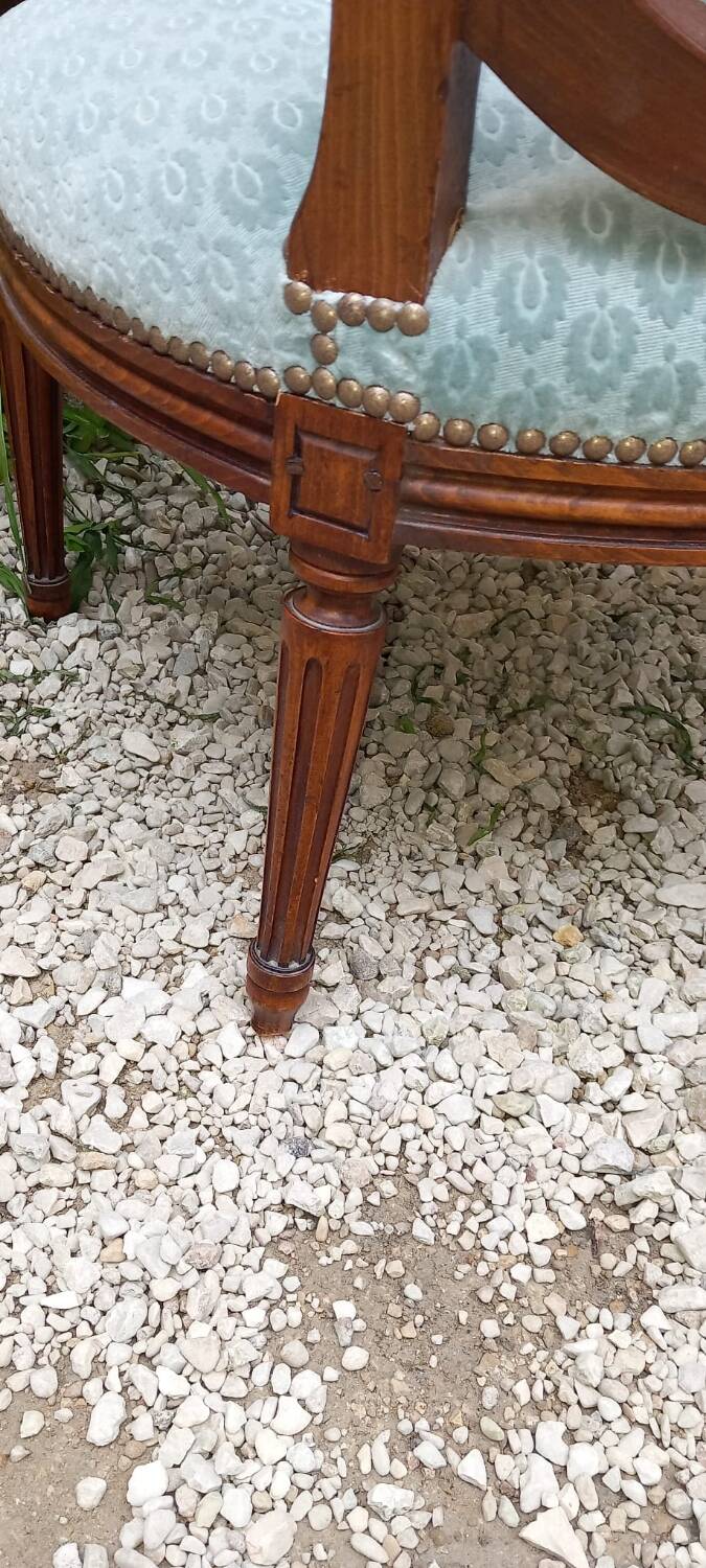Pair of Louis XVI style medallion armchairs