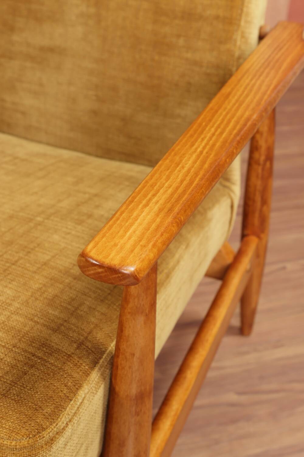 Scandinavian armchair golden velvet design by H.Lis