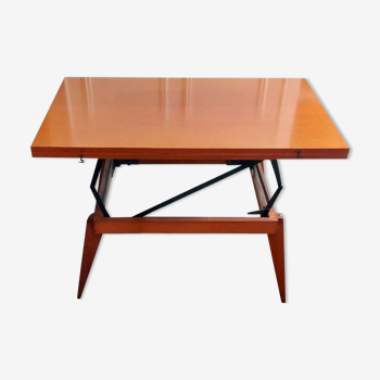 Table 3 en 1 portefeuille réhaussable en teck - modèle « Révélation » par Albert Ducrot - France, 1952