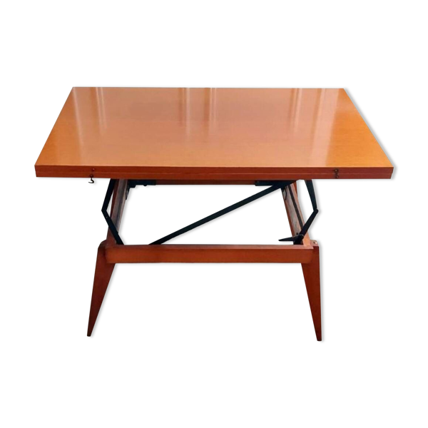 Table 3 en 1 portefeuille réhaussable en teck - modèle « Révélation » par Albert Ducrot - France, 1952