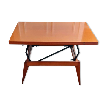 Table 3 en 1 portefeuille réhaussable en teck - modèle « Révélation » par Albert Ducrot - France, 1952