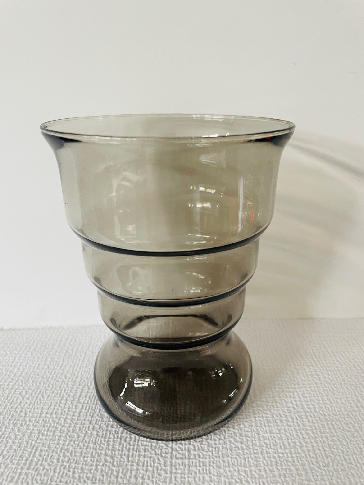 Vintage Leerdam Vase. Glass vase K.P.C. De Bazel. 1920's smoke glass vase Model S.