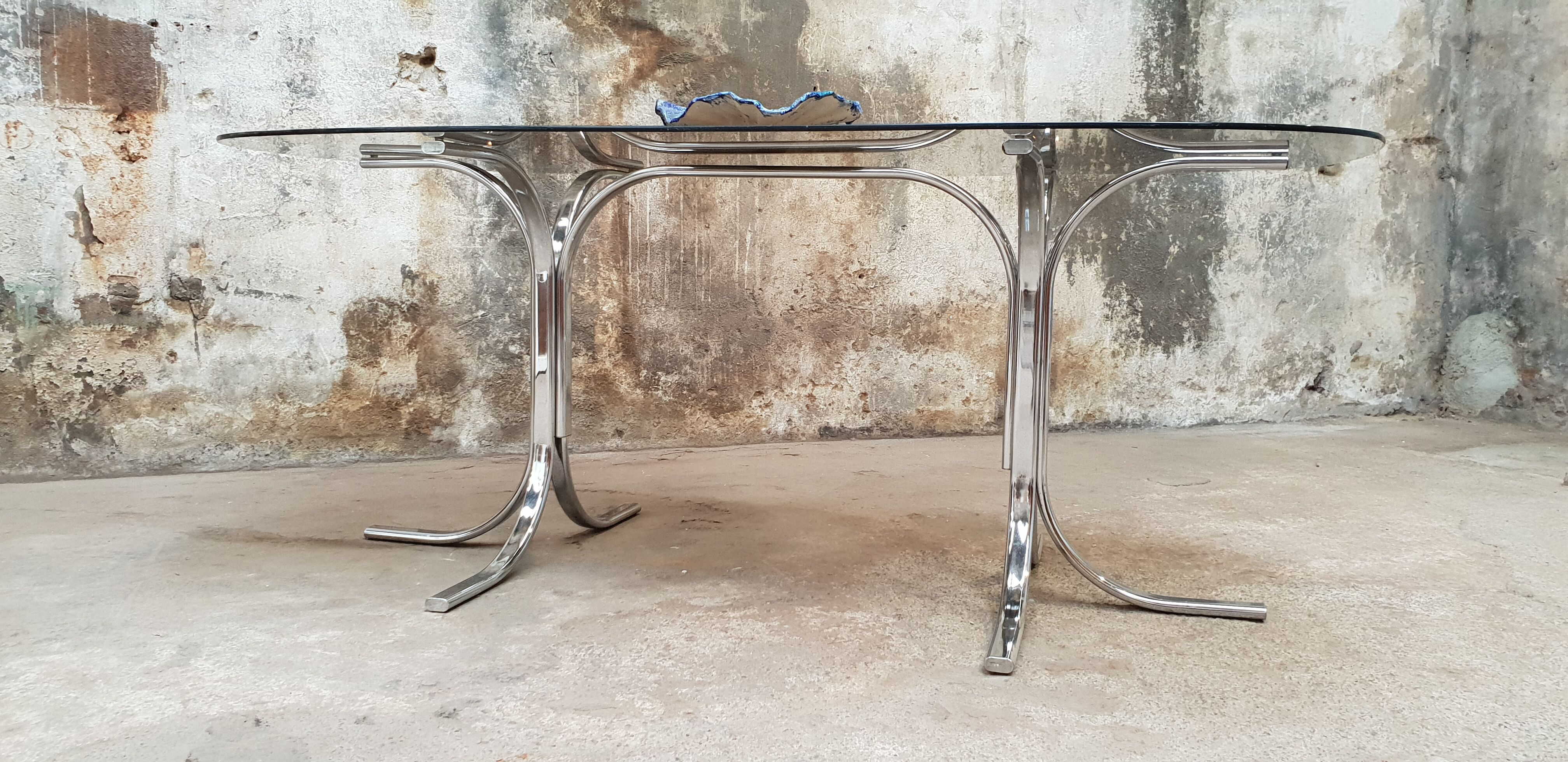 Table ovale en verre vintage