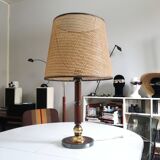 Desk lamp with wicker shade, 1970
