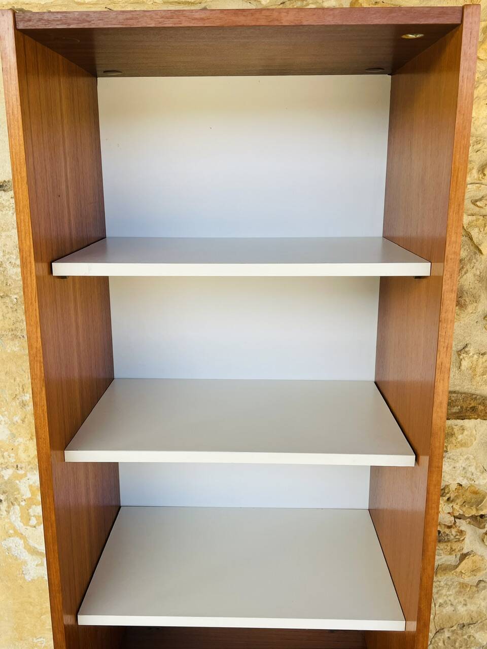 Vintage teak storage unit with shelves and drawer circa 1970s