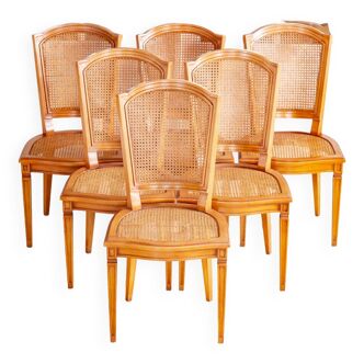 6 chaises en bois & cannage style Directoire