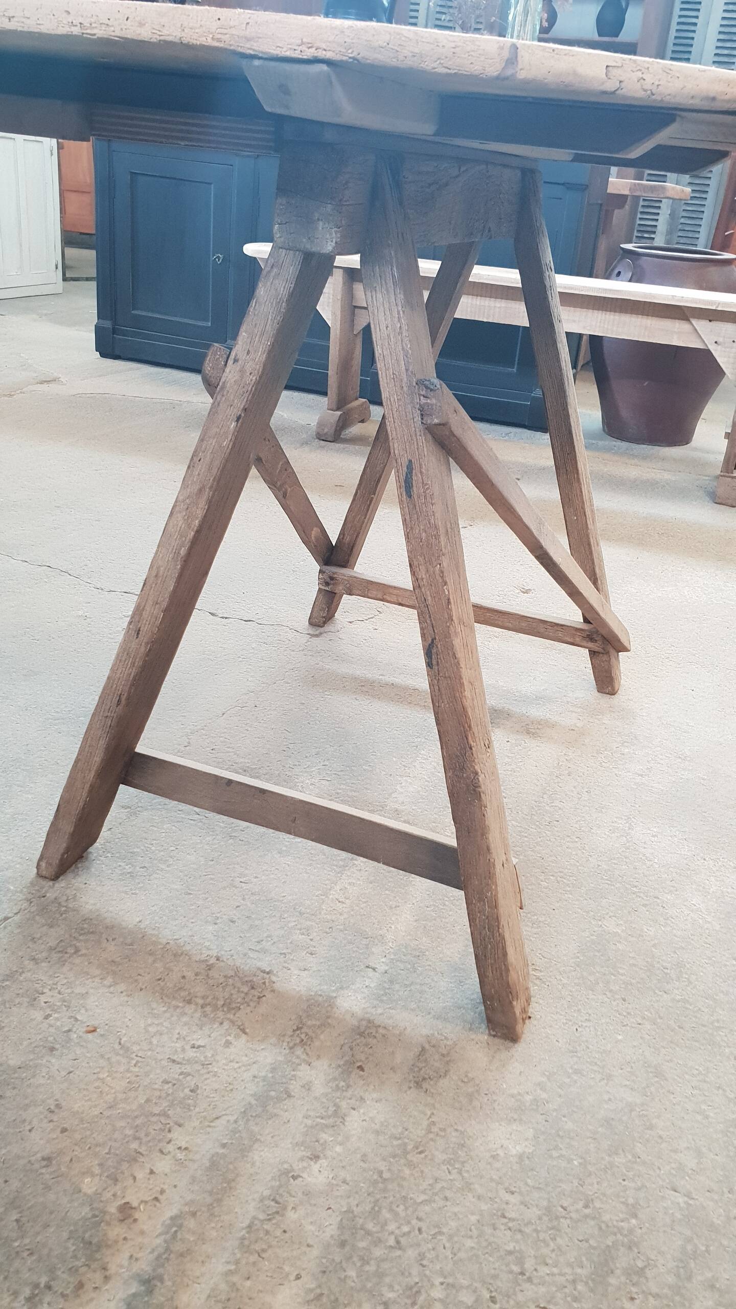 Old table on trestles