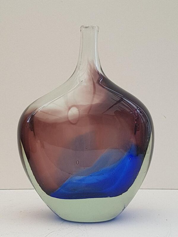 Vase bouteille en verre Jean-Claude Novaro Biot 1943-2014