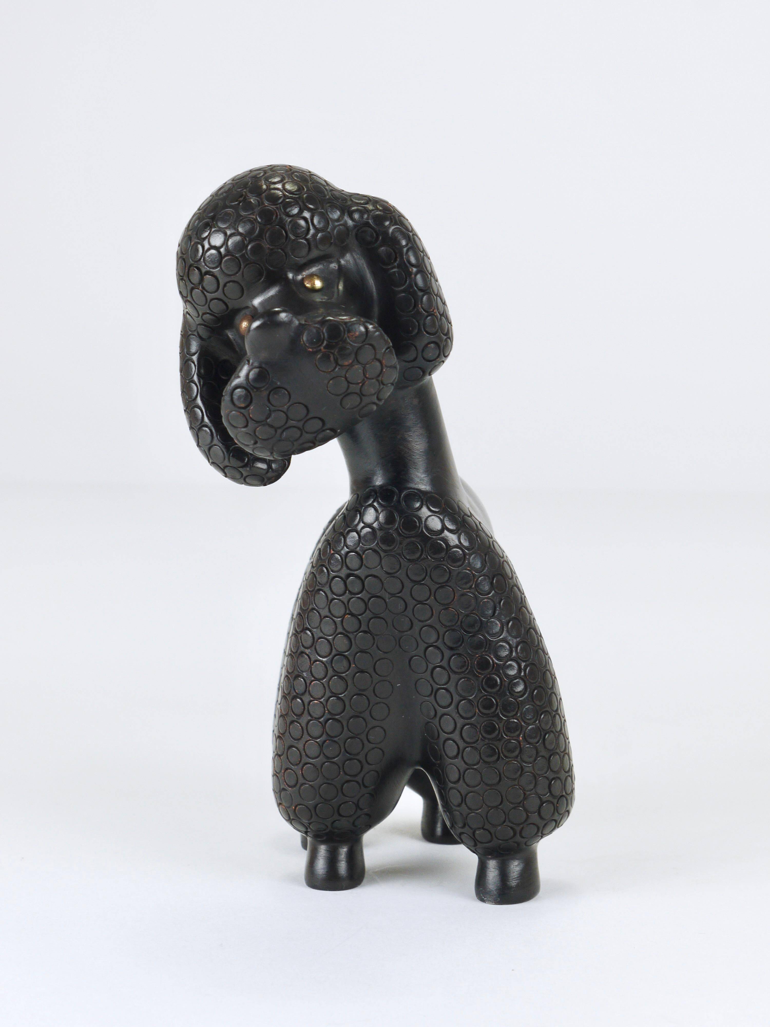 Charming Poodle Figurine Sculpture by Leopold Anzengruber, Austria, 1950s