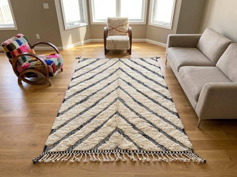 Handmade pure wool rug, size 1.5/2.5 m.