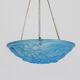 Old degue chandelier, suspension basin art deco 1 fire, in blue glass paste. signed degué