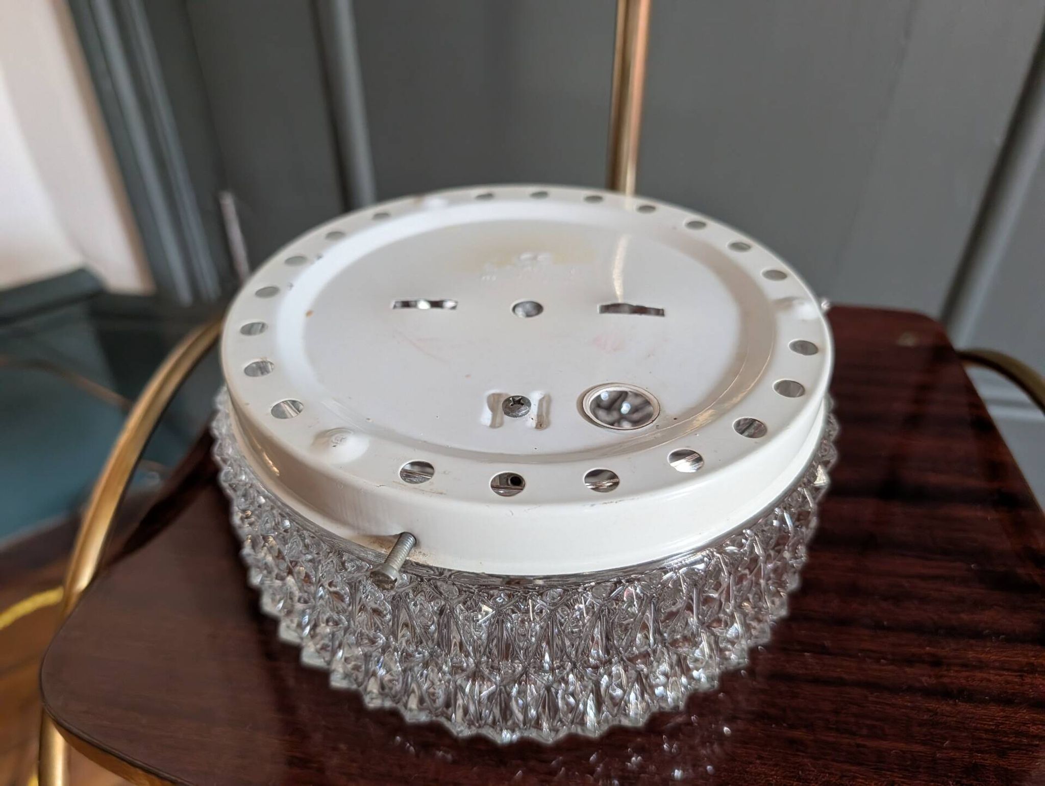 Ceiling light / wall light MATHIAS 1970s – moulded glass with diamond points