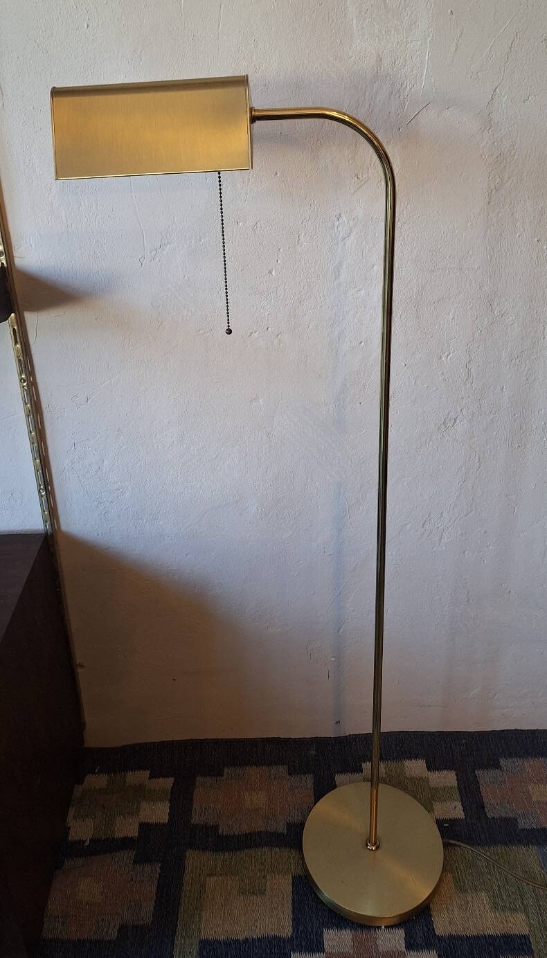 Mid century brass banker's adjustable floor lamp, 1970s