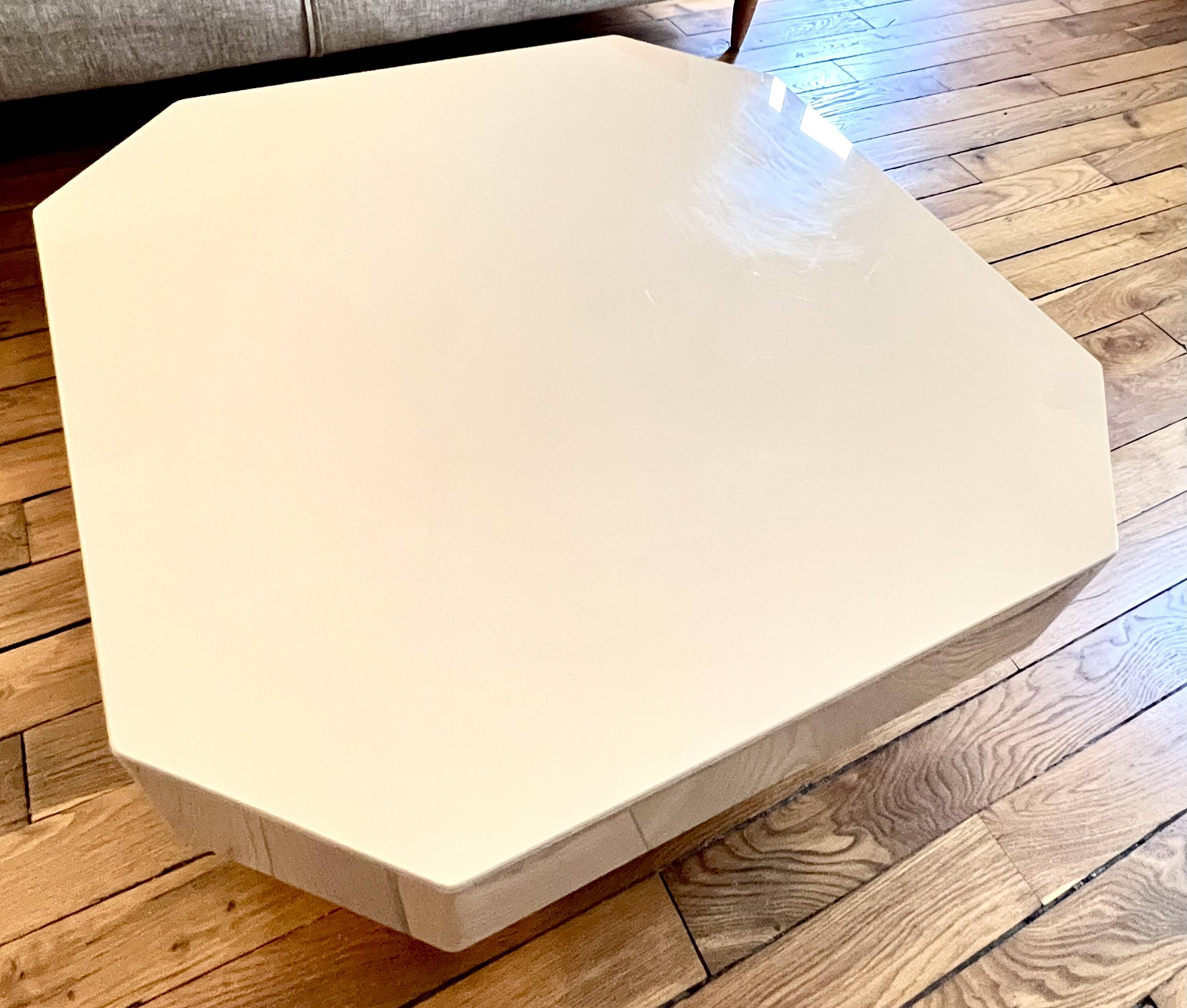 Cream lacquer coffee table David Lange