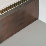 Belgochrom coffeetable in polished metal and travertin