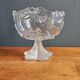 Vintage Frosted Glass Footed Bowl – Relief Decor of Pink Flowers