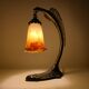 Bronze eagle lamp patinated and Art Nouveau style glass pate