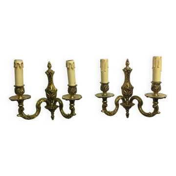 Pair of sconces Bronze 2 Lights