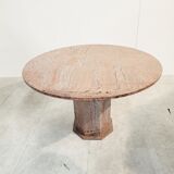 Vintage round granite center table, 1970s