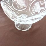 Coupe en cristal gravé – décor oiseaux – 18 cm – 1,8 kg