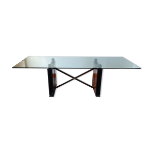 Table à manger contemporaine en verre