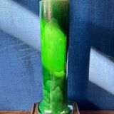 Large Art Nouveau vase in crackled green glazed stoneware – Baluster neck