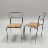 Chrome chair in Bauhaus style with leopard fabric