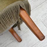 1960s, Danish 2-seater sofa, green furniture velour, beech wood legs.