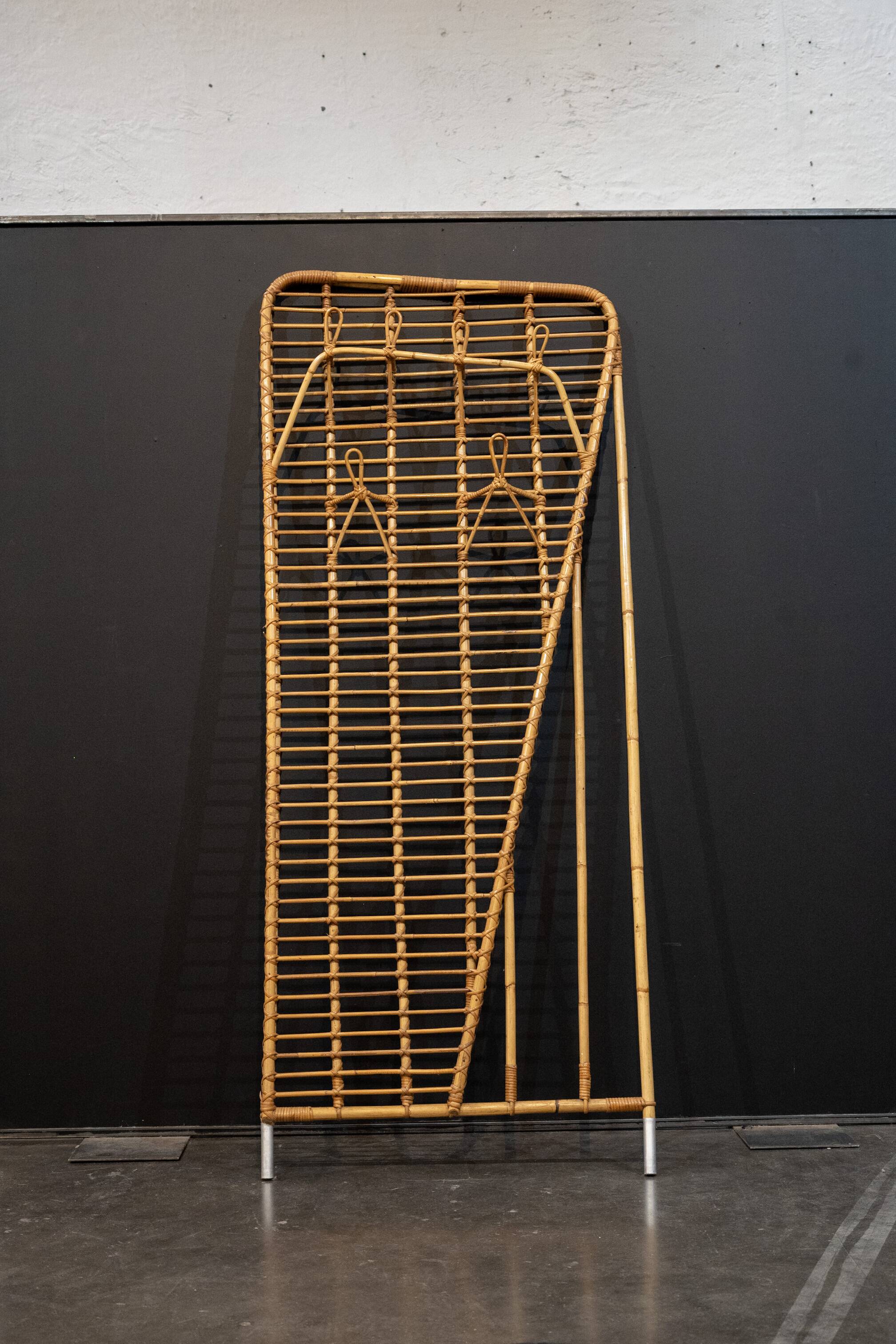 Rattan coat rack