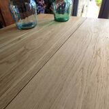 Table de drapier en chêne massif doré 230x73cm deux tiroirs