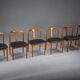 Juliane dining chairs in teak and black leather by Johannes Andersen for Uldum Møbelfabrik, Denmark, 1960s, set of 6