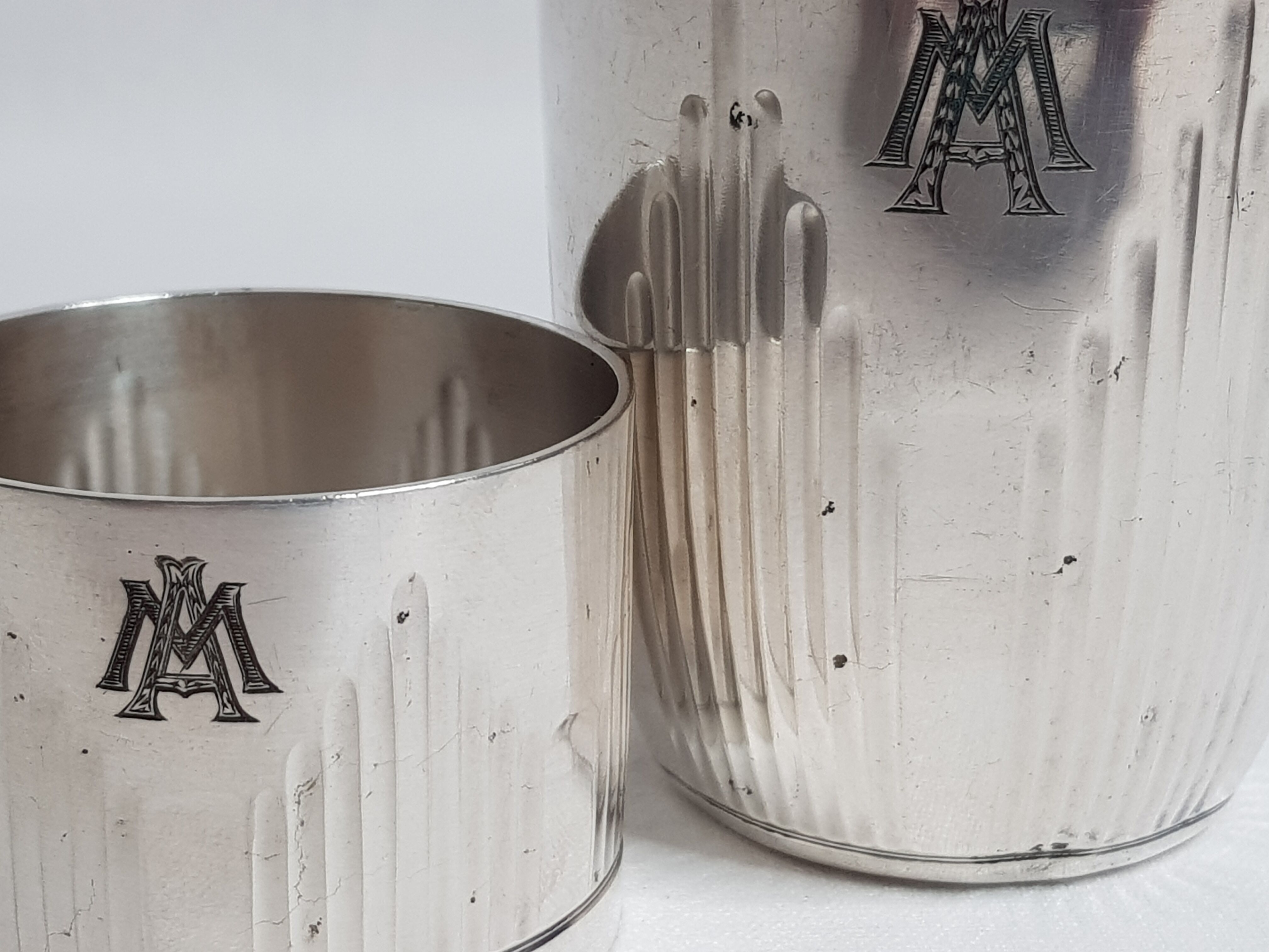 Timbale et rond de serviette monogrammée Ercuis