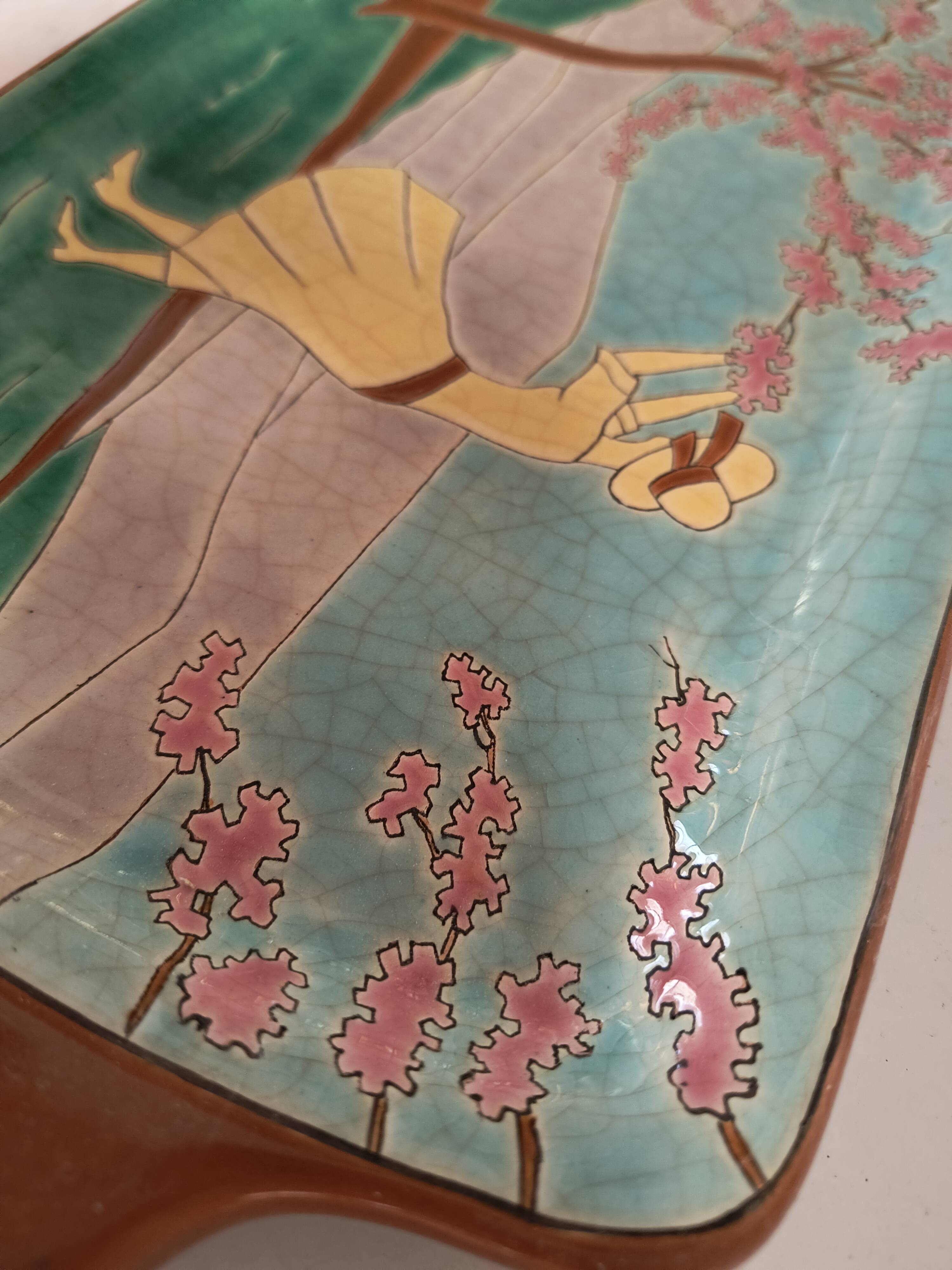 Longwy enamel plate art deco design