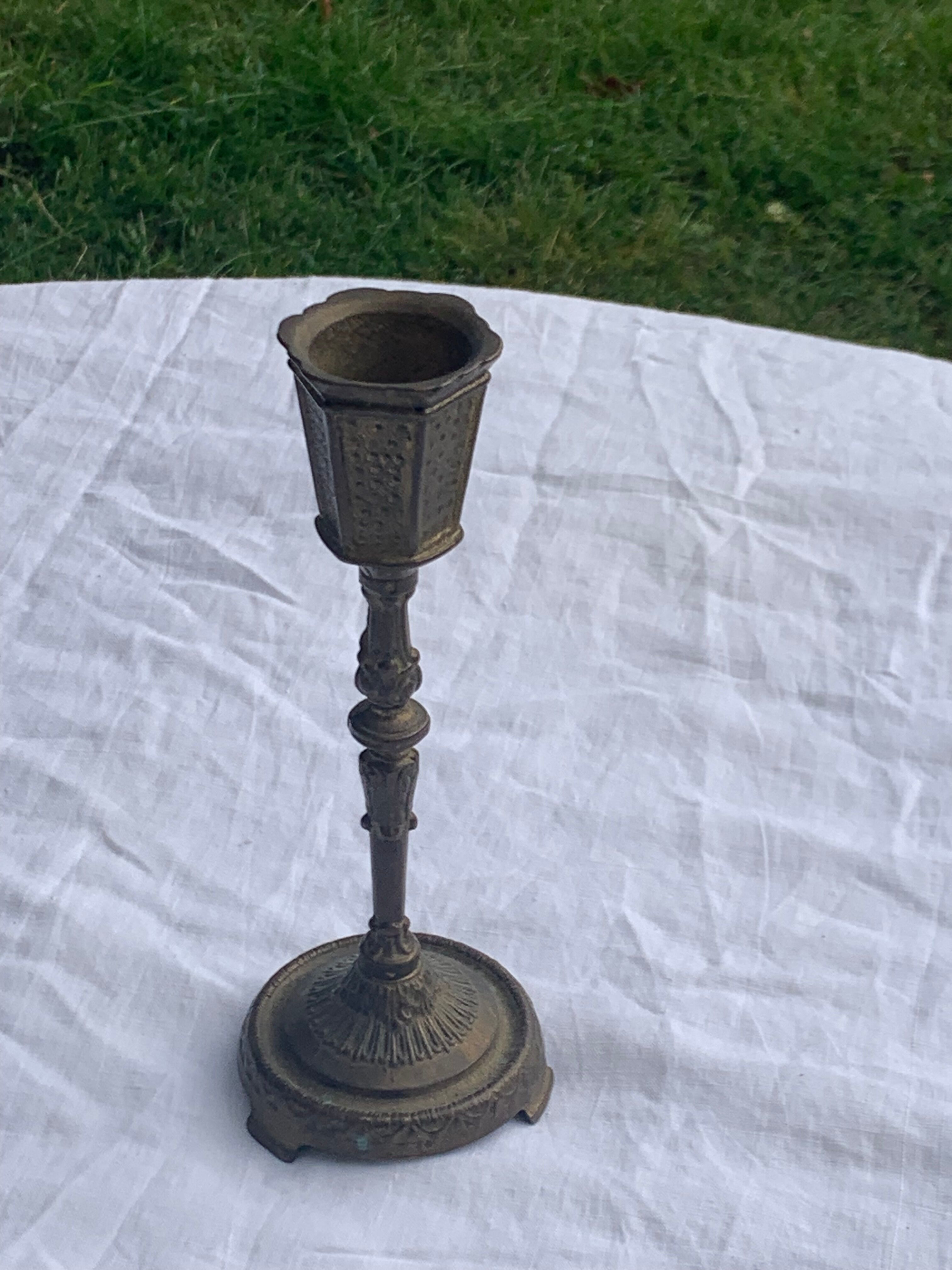 Old brass candle holder