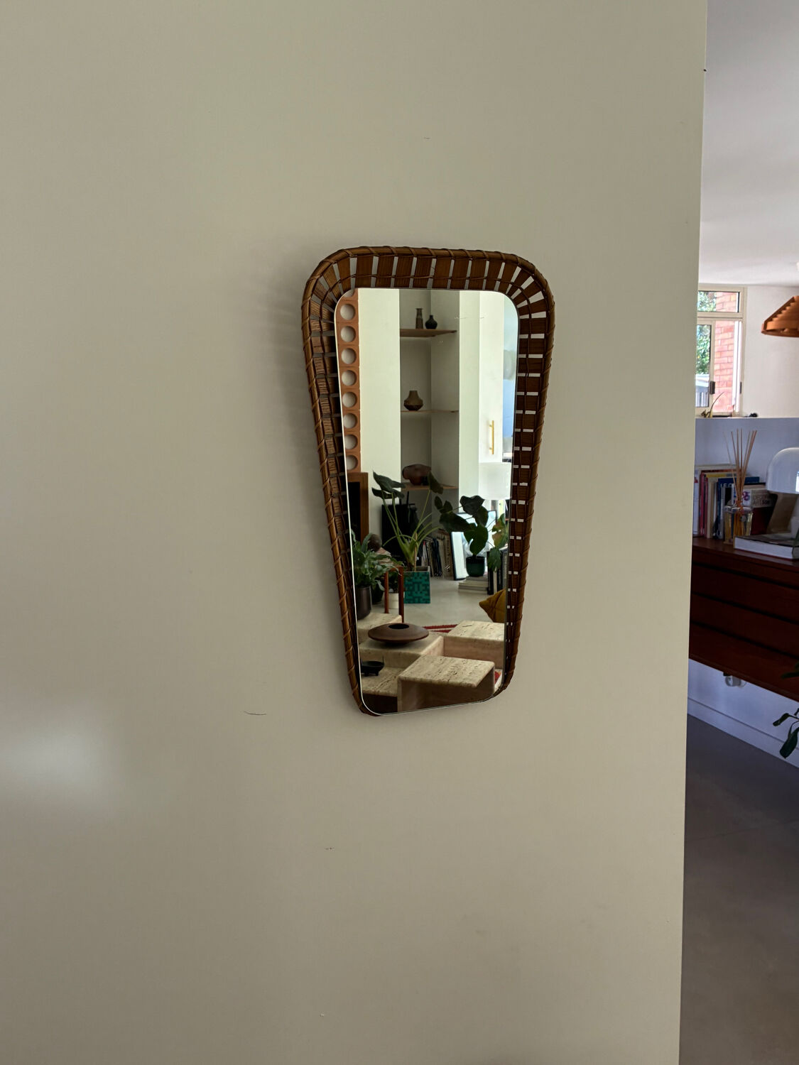 Vintage rattan mirror