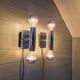 Pair of tubular double-light wall lights in chrome-plated metal, 1970s