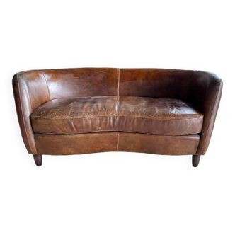 Brown leather sofa