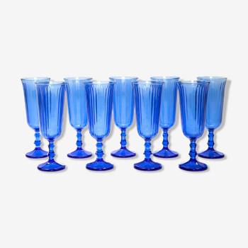 Set of Blue Champagne Glasses