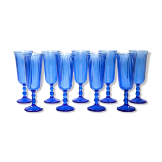 Set of Blue Champagne Glasses