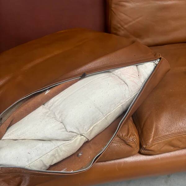 Cognac leather ESA lounge sofa, Denmark 1970s