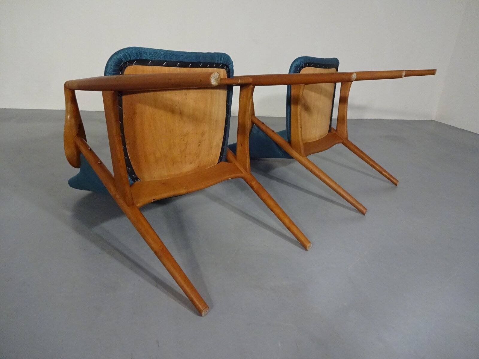 Set of Danish Beech Armchairs, 1960s