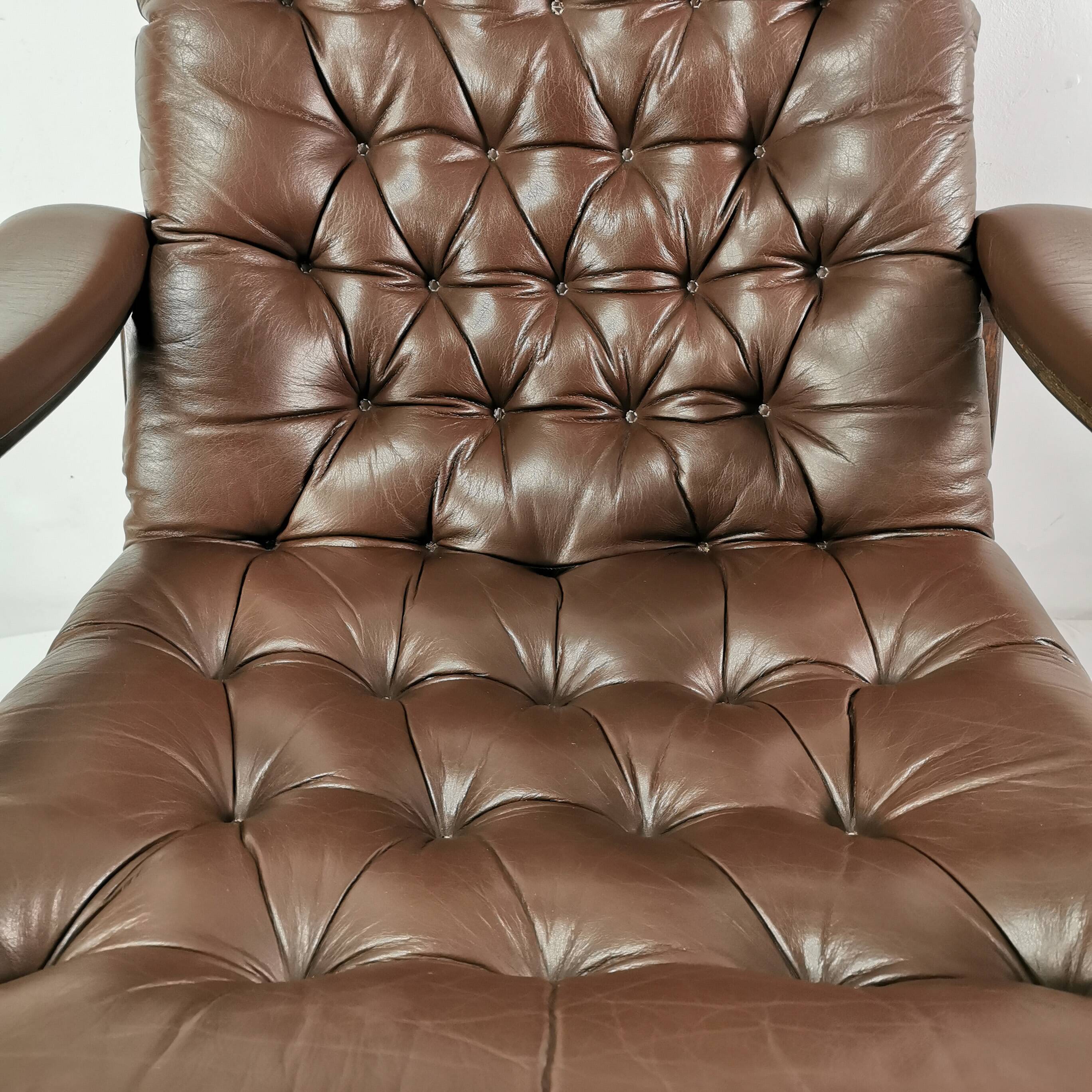 Mid Century Leather Armchair, Denmark, 1970s