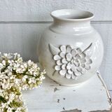 Small ceramic vase with floral relief