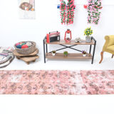 2x9 Pink Floral Vintage Runner Rug