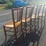 Series of 4 decked bistro chairs